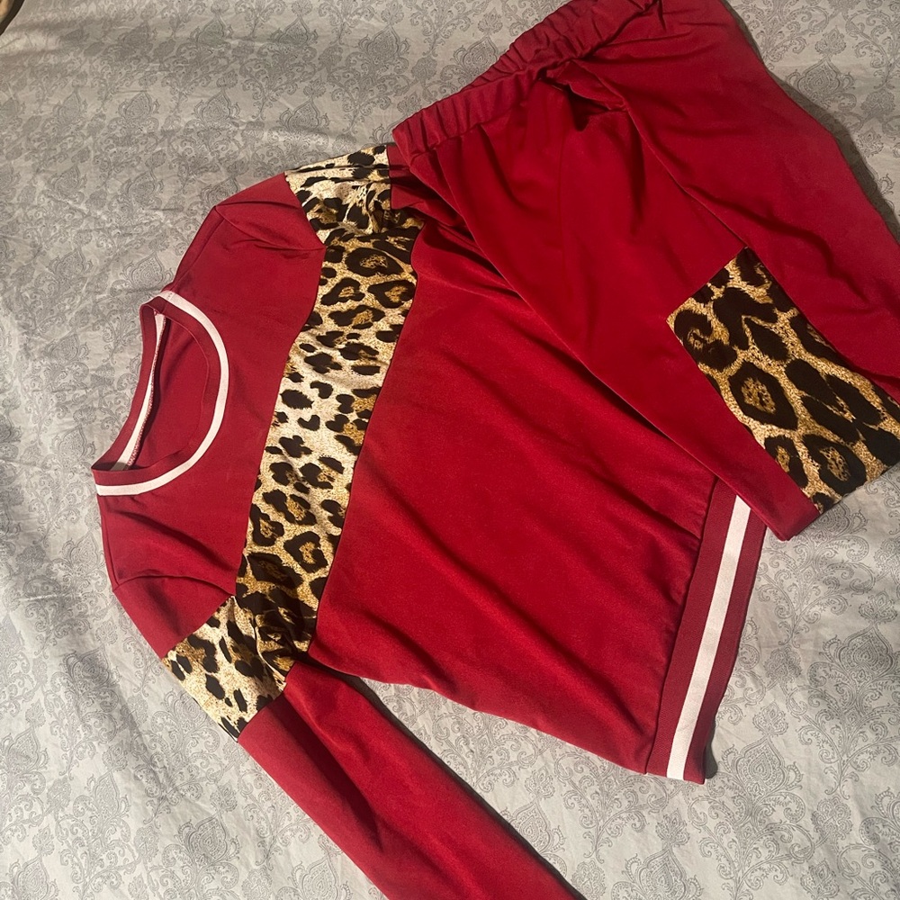 Amazon Red Leopard Print Women's Jumpsuit